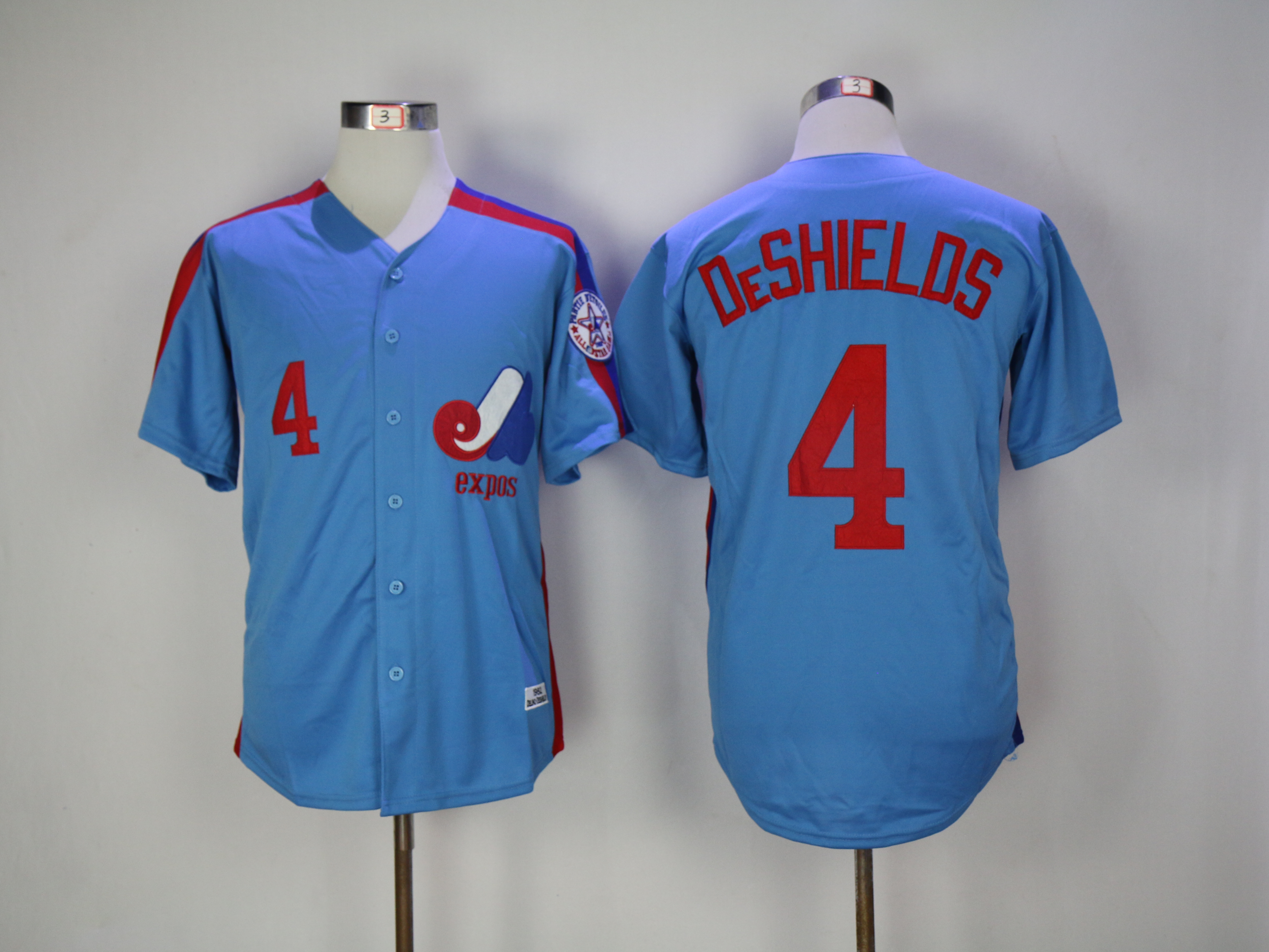 Men Montreal Expos #4 Deshielos Blue Throwback MLB Jerseys->more jerseys->MLB Jersey
